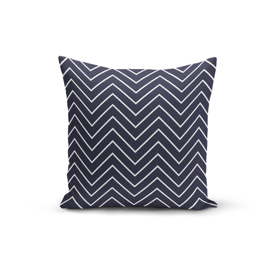 Navy White Zigzag Pillow Cover