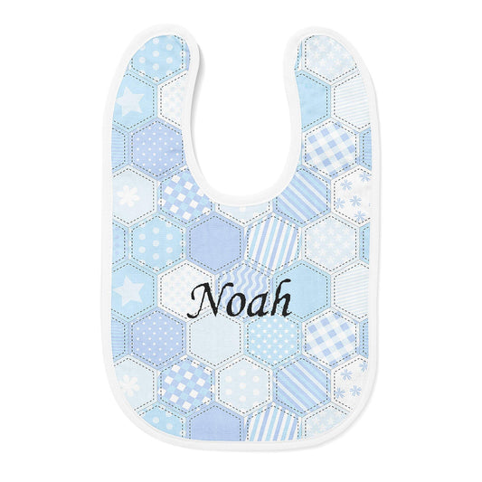 Personalized Embroidered Blue Hex Baby Bib - USA Made Dropship