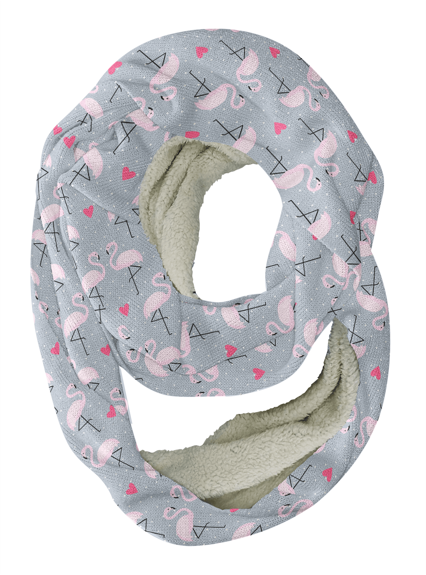 Flamingo Hearts Infinity Scarf - USA Made Dropship