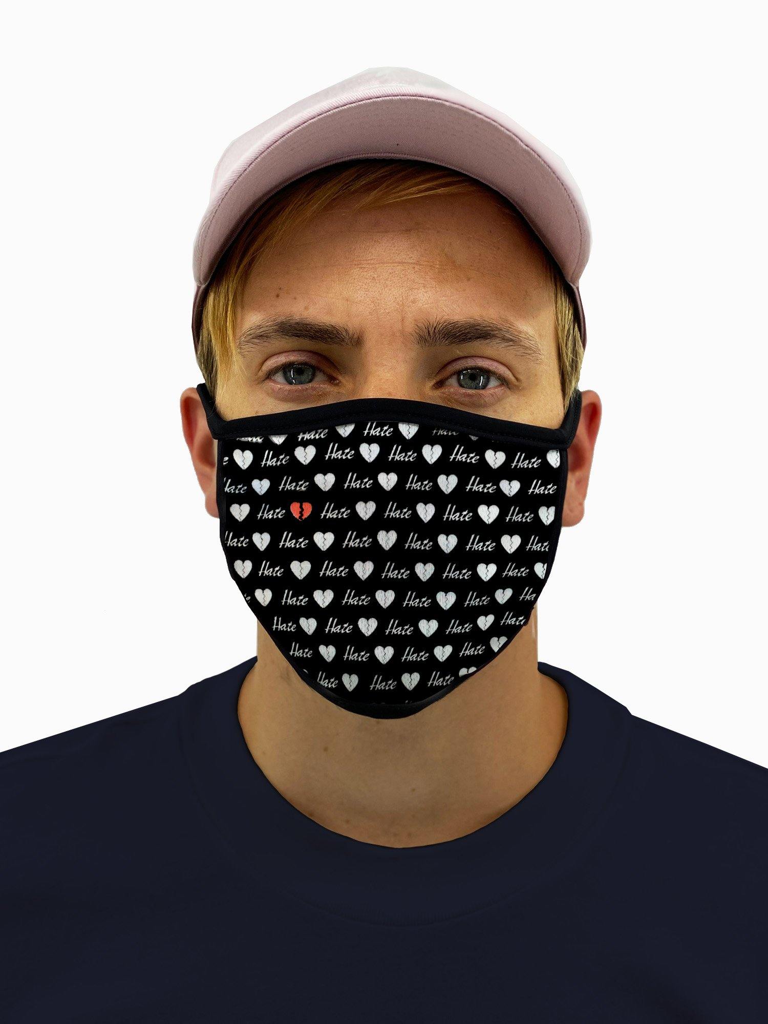 Hate Love Face Mask With Filter Pocket - USA Made Dropship