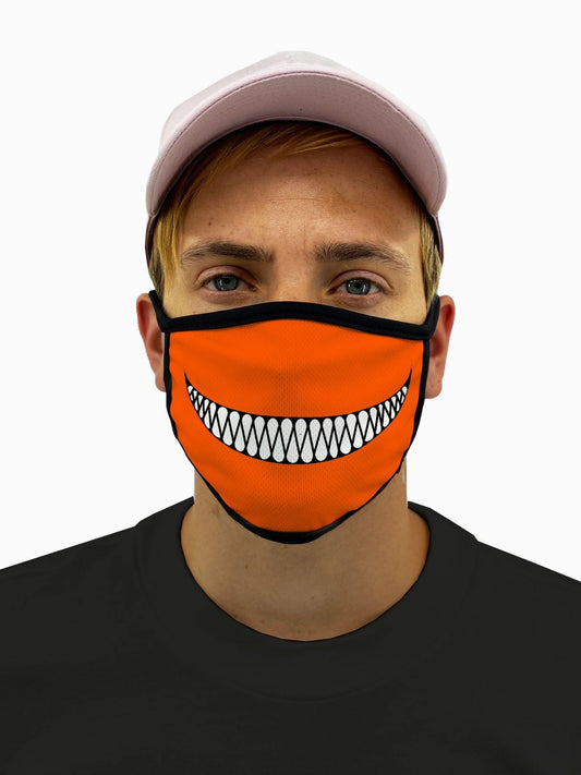 Evil Pumpkin Smile Face Mask  with Filter Pocket - USA Made Dropship