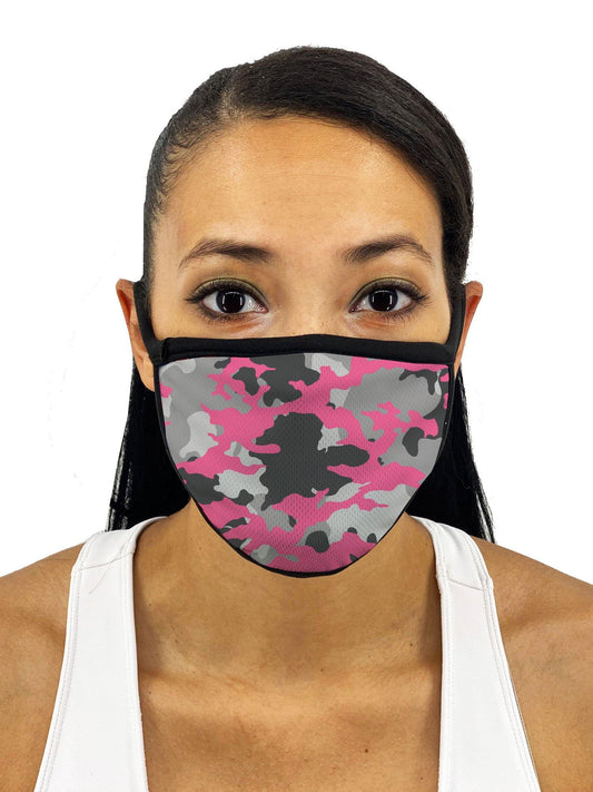 Pink & Gray Camo Face Mask Filter Pocket - USA Made Dropship