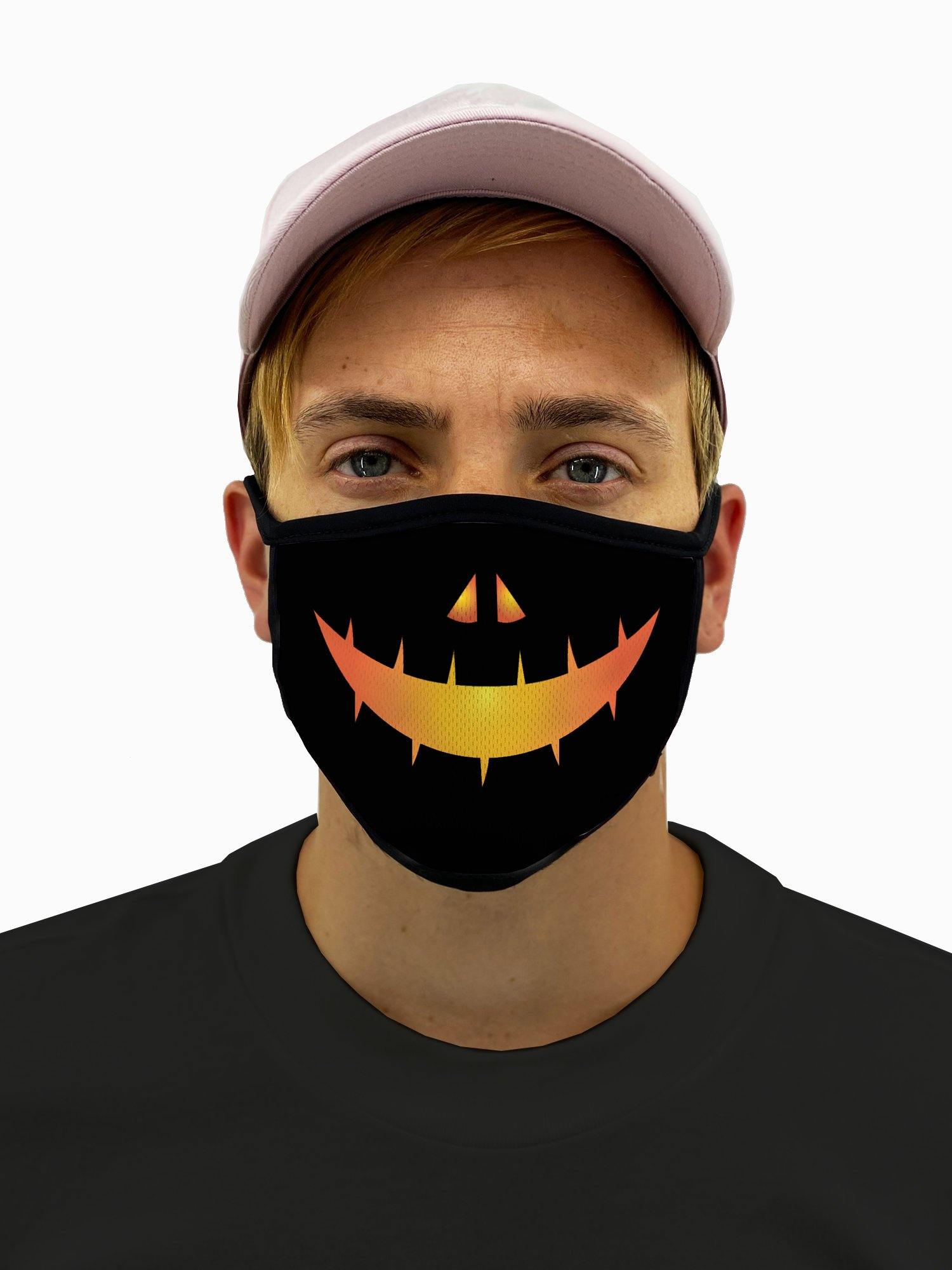 Smiling Pumpkin Mask with Filter Pocket - USA Made Dropship
