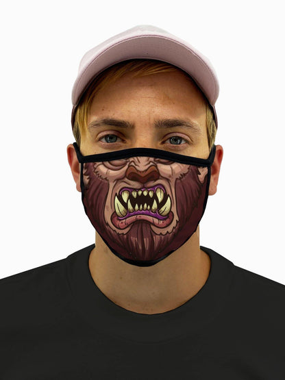 Wolf Man Werewolf Face Mask With Filter Pocket - USA Made Dropship