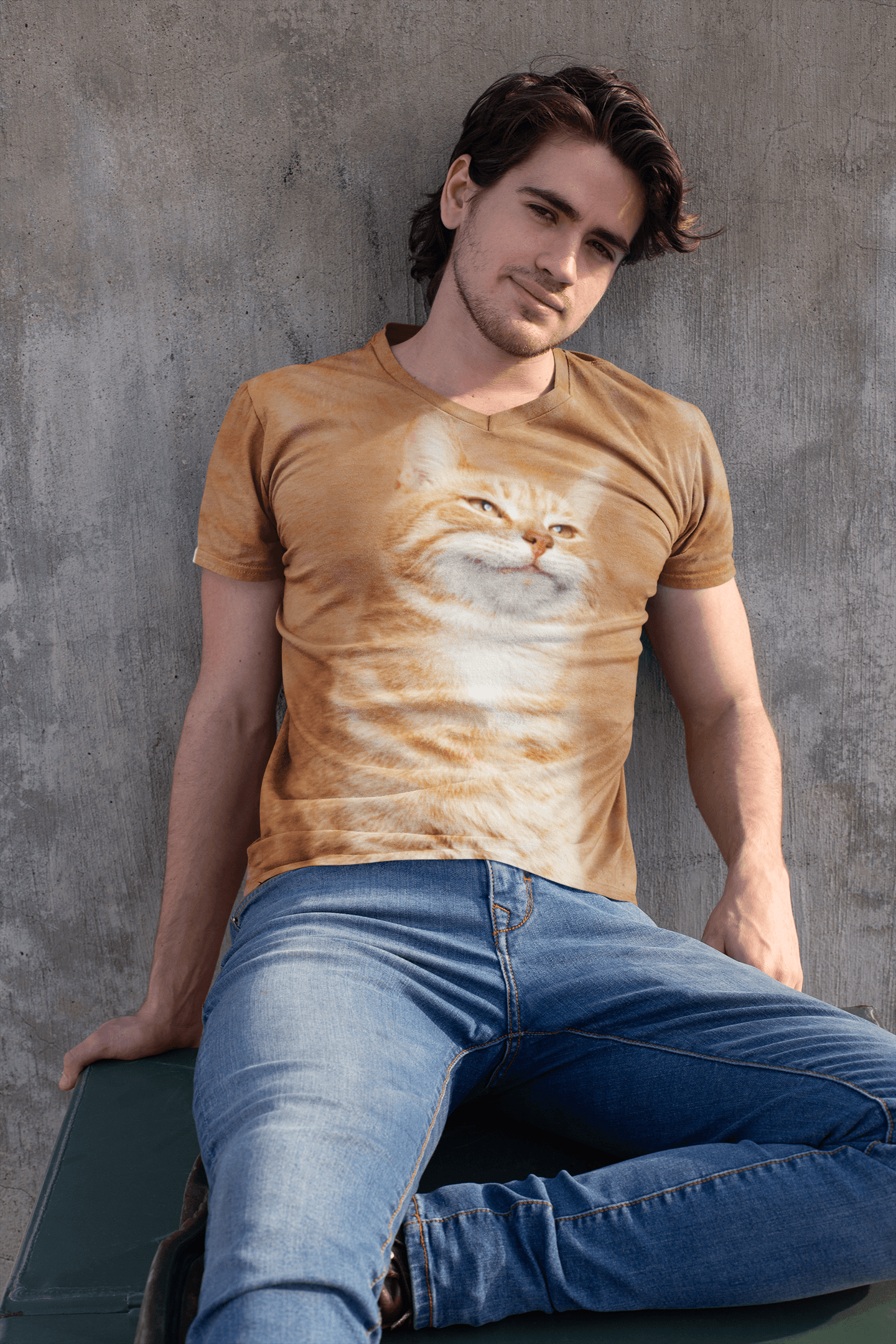 Men's Smiling Cat T-shirt - USA Made Dropship