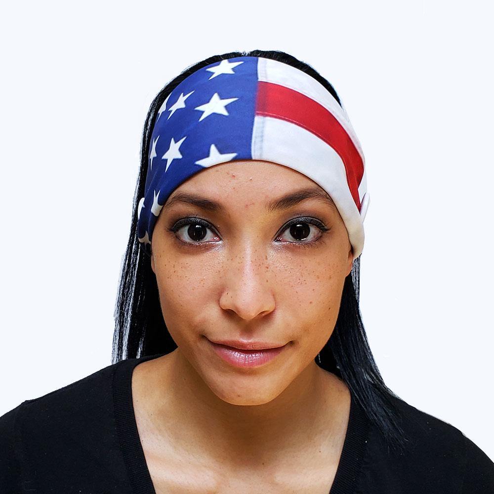 American Flag Button Headband - USA Made Dropship