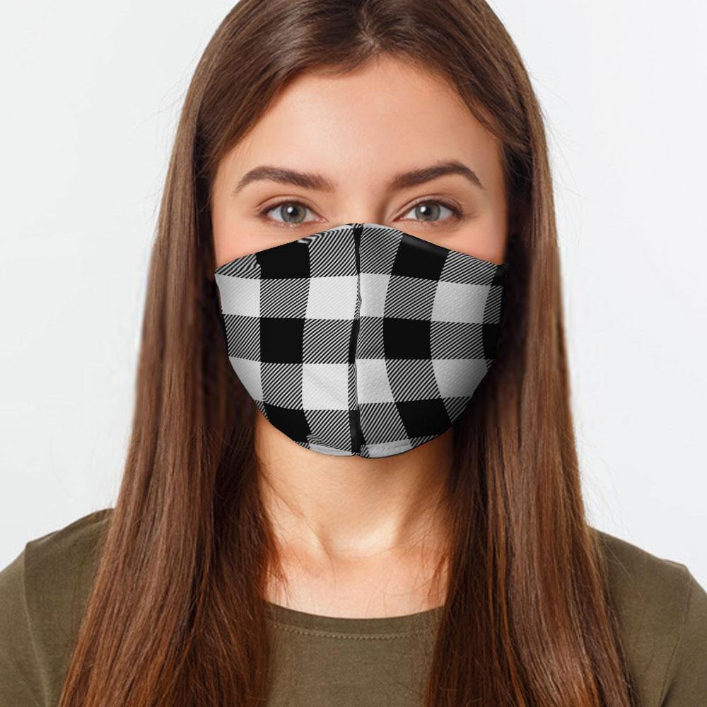 Black and White Plaid Face Cover - USA Made Dropship