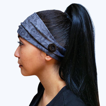 Black Lace Button Headband - USA Made Dropship