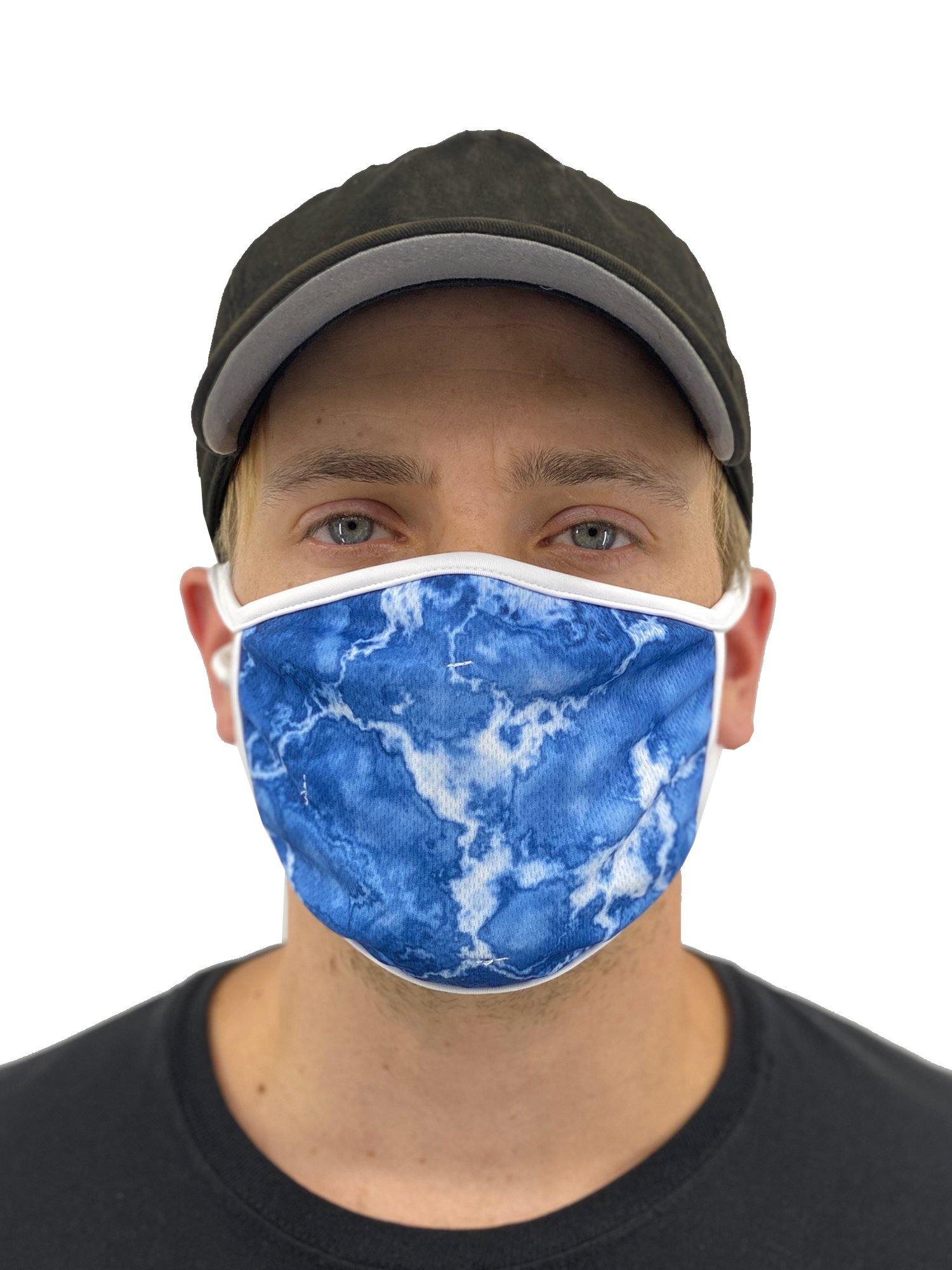 Blue Acid Wash Face Mask With Filter Pocket - USA Made Dropship