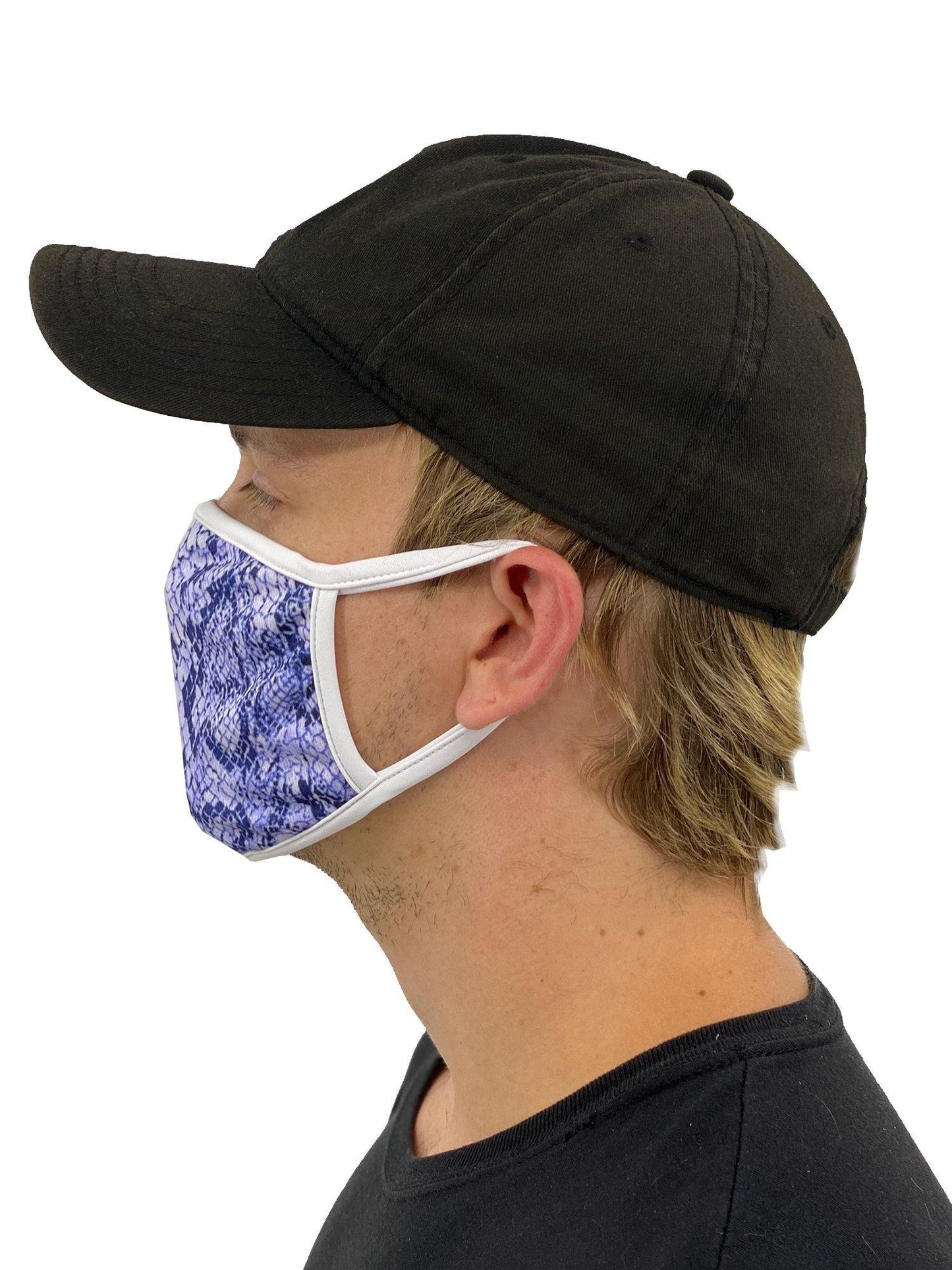 Blue Snakeskin Face Mask With Filter Pocket - USA Made Dropship