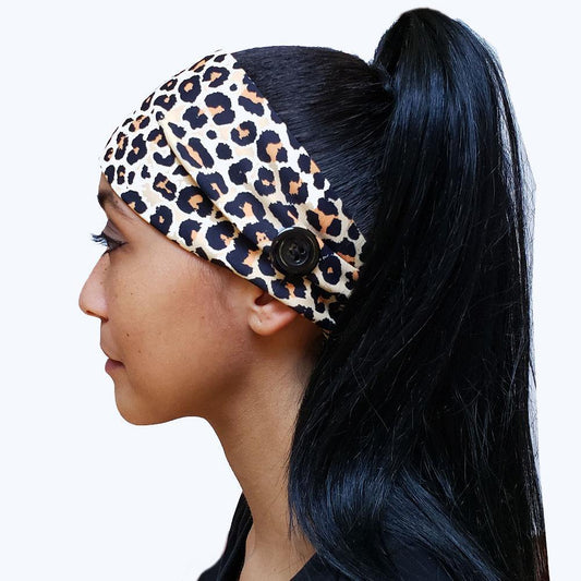 Cheetah Button Headband - USA Made Dropship