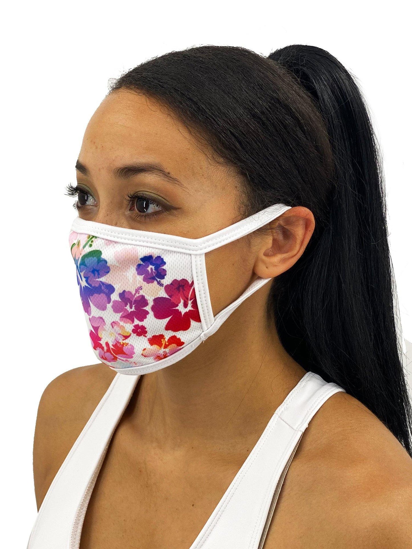 Colorful Hibiscus Face Mask With Filter Pocket - USA Made Dropship