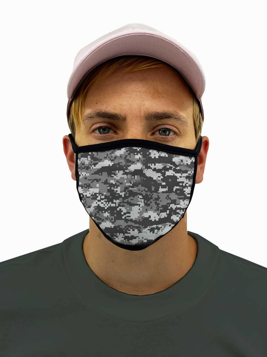 Digital Gray Camo Face Mask Filter Pocket - USA Made Dropship