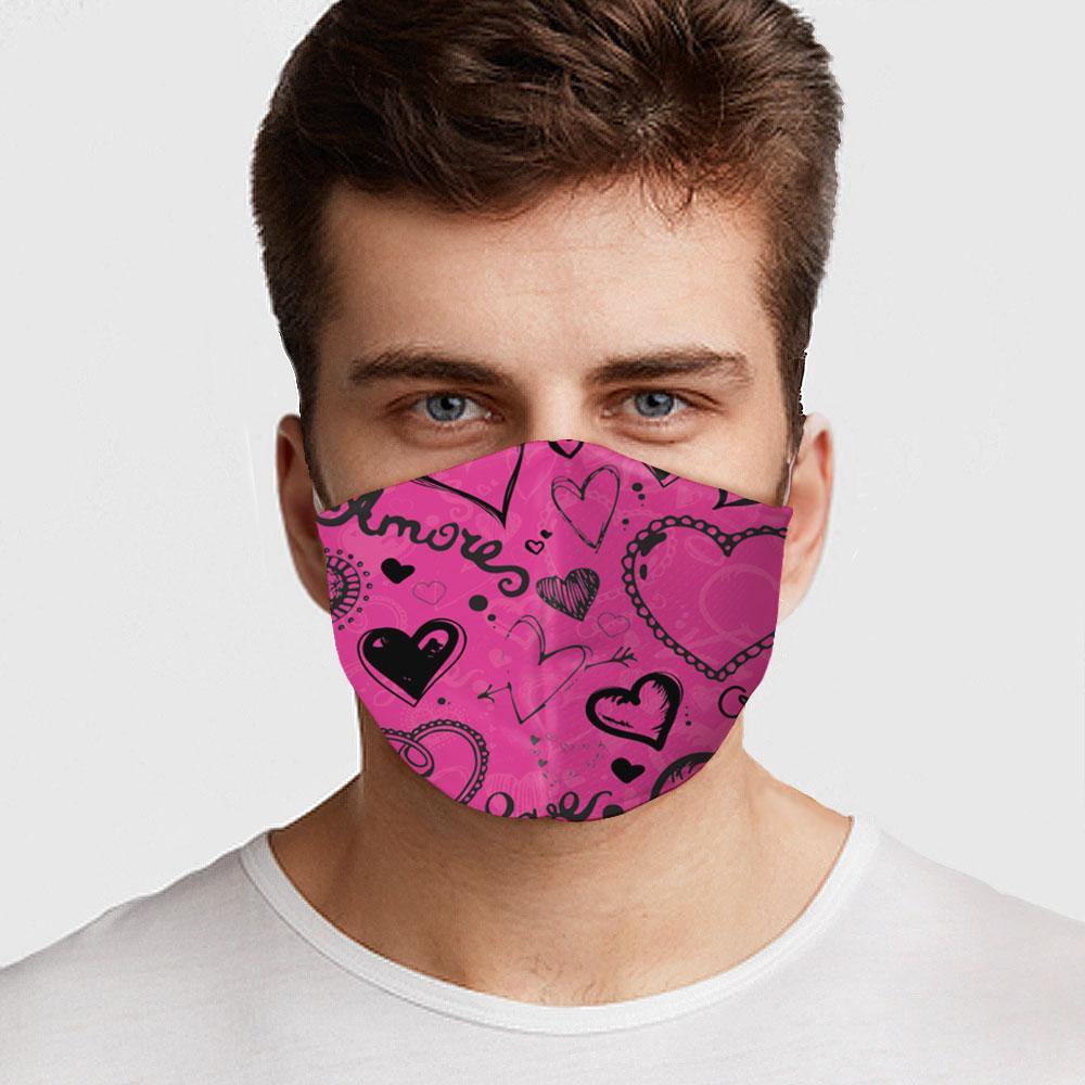 Pink Love Hearts Face Cover - USA Made Dropship