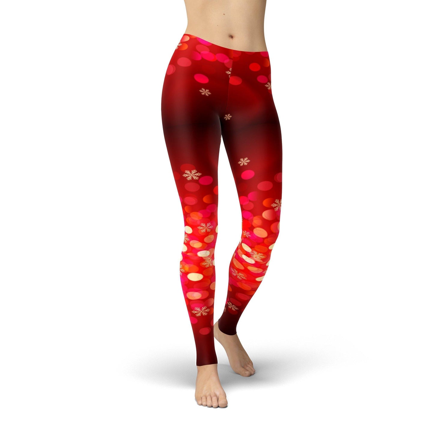 Jean Ombre Christmas Lights and Snowflakes Leggings