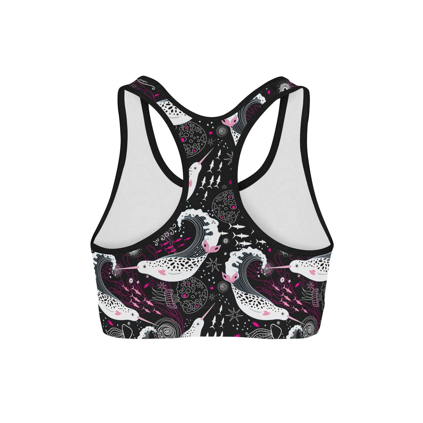Pink and White Narwhals Sports Bra - USA Made Dropship