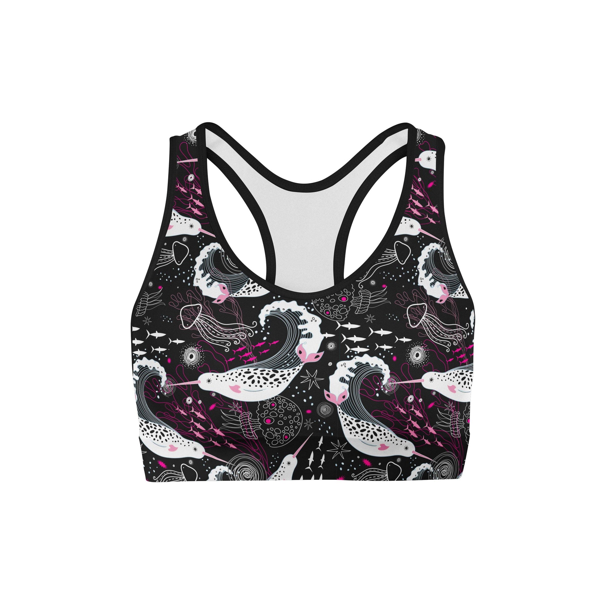 Pink and White Narwhals Sports Bra - USA Made Dropship