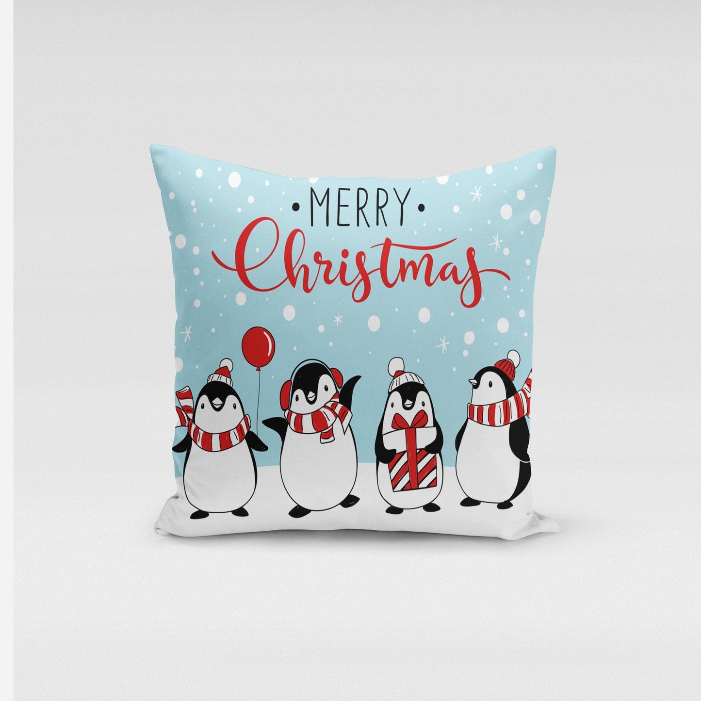 Jolly Penguins Pillow Cover