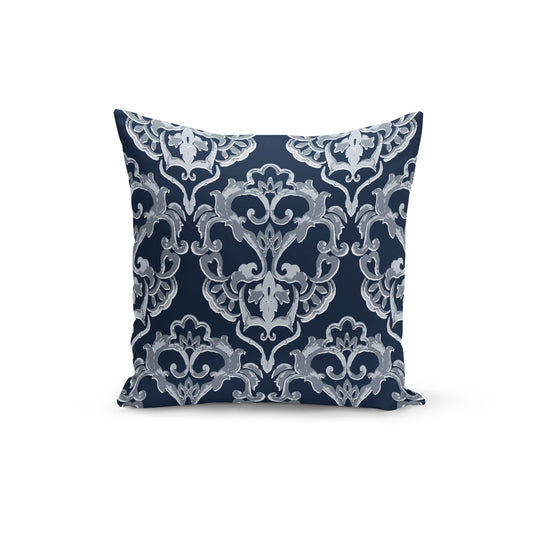 Navy Damask Pillow Cover