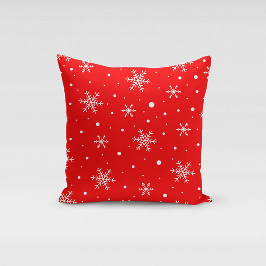 Red Snow Flakes Pillow Cover