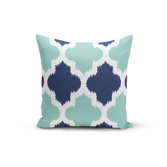 Teal Blue Geometric Pillow Cover