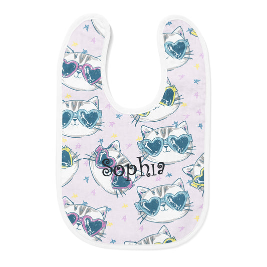 Personalized Embroidered Cool Cats Baby Bib - USA Made Dropship