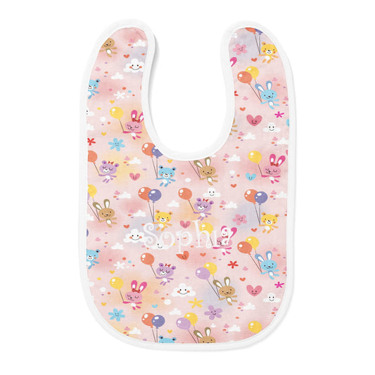 Personalized Embroidered Balloon Animals Baby Bib - USA Made Dropship