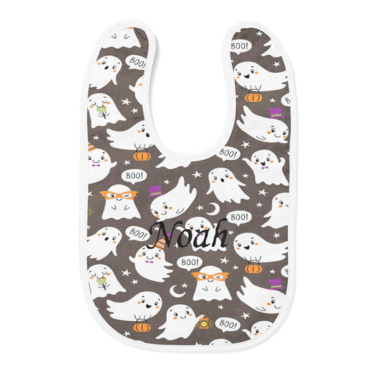 Personalized Embroidered Cute Ghosts Baby Bib - USA Made Dropship