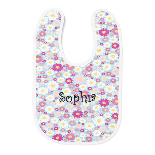 Personalized Embroidered Spring Flowers Baby Bib - USA Made Dropship