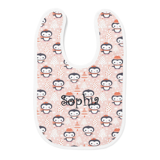 Personalized Embroidered Winter Penguin Baby Bib - USA Made Dropship