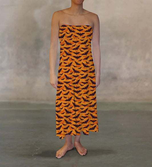 Orange Bats Maxi Skirt