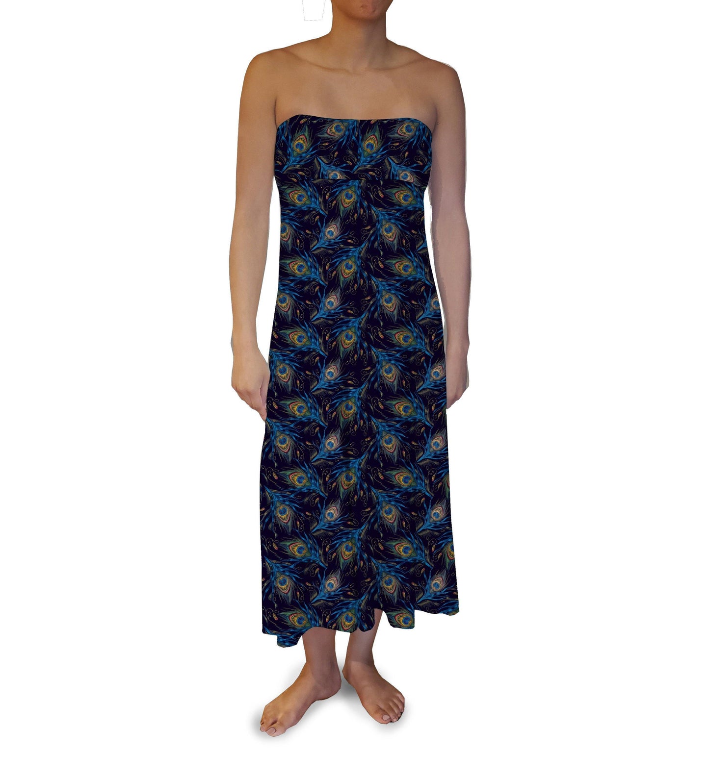 Peacock Feathers Maxi Skirt