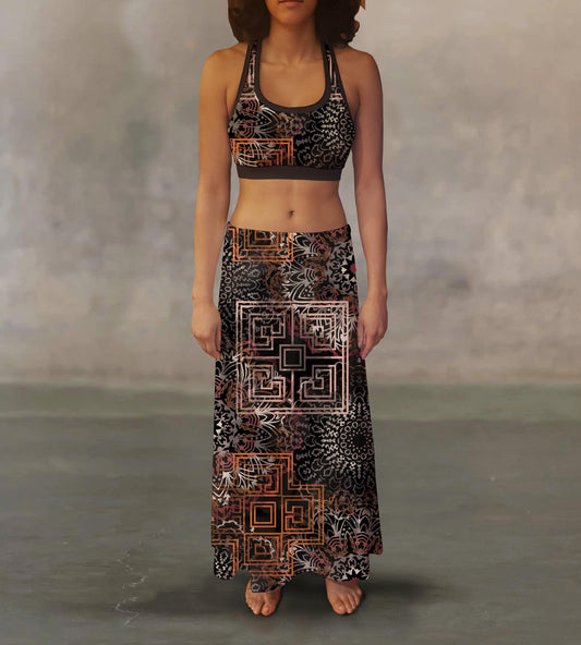 Warm Tone Tribal Maxi Skirt