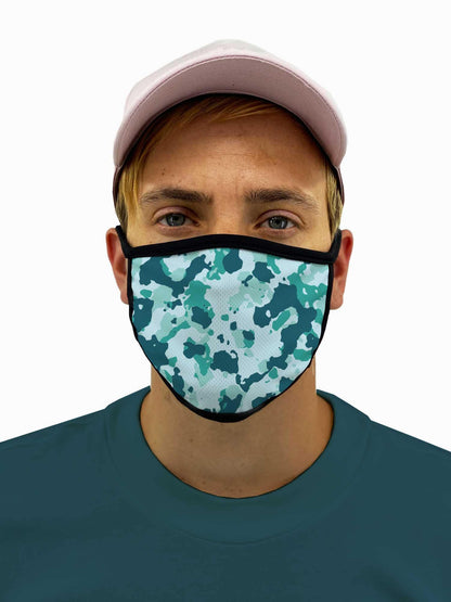Teal Camo Face Mask With Filter Pocket - USA Made Dropship
