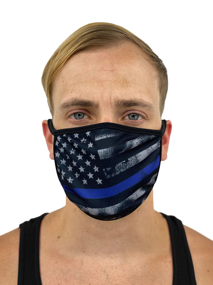 Thin Blue Line American Flag Mask - USA Made Dropship